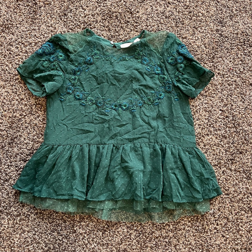 Zara green mesh top